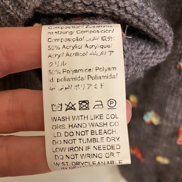 SHEIN Women’s Puffy Sleeve Sweater Gray with Polkadots Sz Medium - Picture 5 of 5